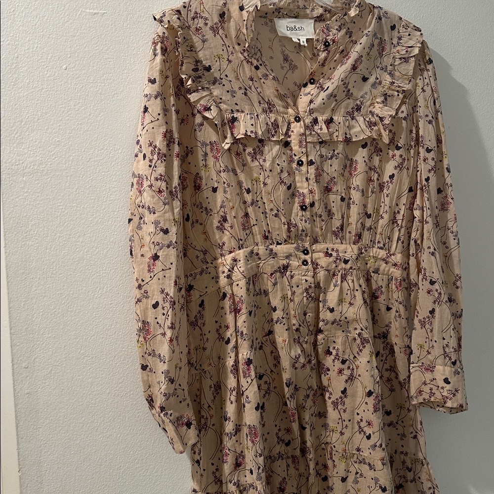 Ba&sh Beige Belle dress nude size 3 or US 8 cotton lined - Picture 2 of 15